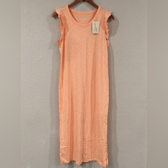 Universal‎ Thread Women M Dress Orange Maxi Flutter 100% Cotton Minimalist Boho - Picture 1 of 14